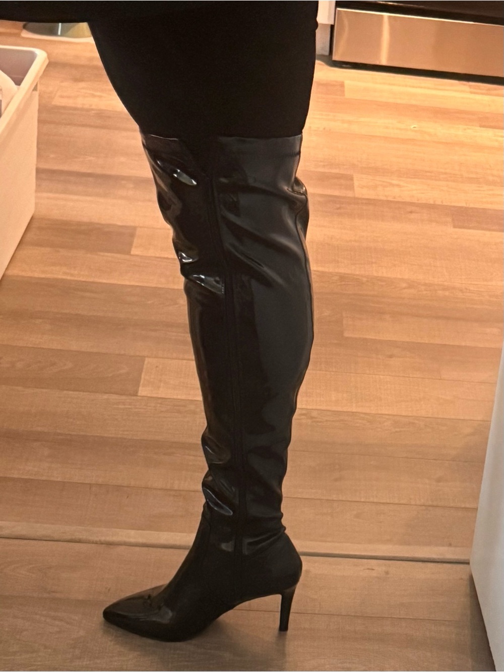 Wide Width Black Thigh-High Stiletto Boots - Women